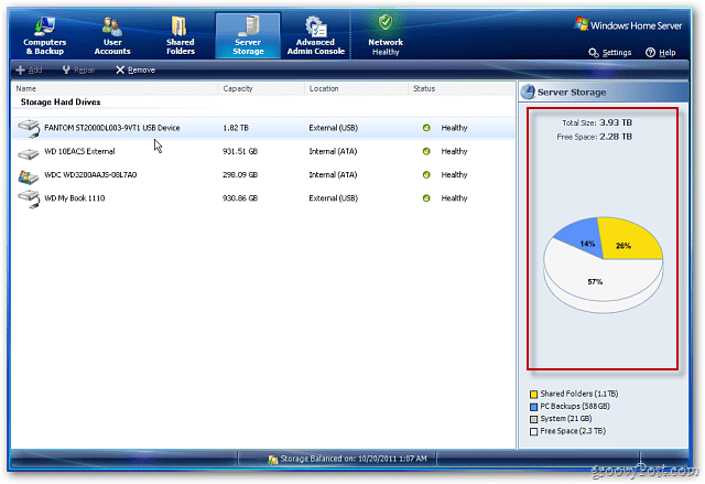 Windows Home Server: Προσθέστε έναν εξωτερικό σκληρό δίσκο για να αυξήσετε την αποθήκευση