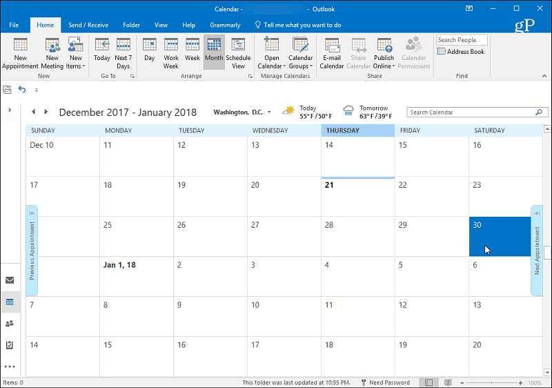 1 Ημερολόγιο του Outlook