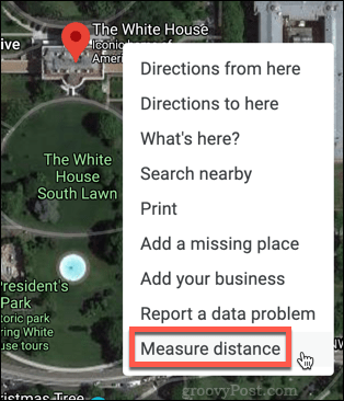Επιλογή μέτρησης απόστασης Χαρτών Google