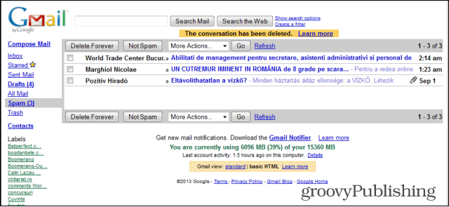 Το παλιό html στυλ του Gmail