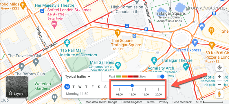 google maps τυπική ώρα κυκλοφορίας