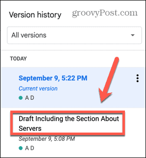 google docs έκδοση με όνομα