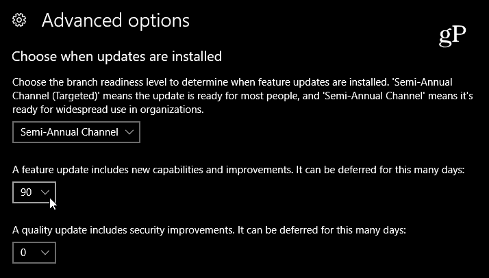 Επιλέξτε καθυστέρηση της ενημέρωσης δυνατοτήτων των Windows 10