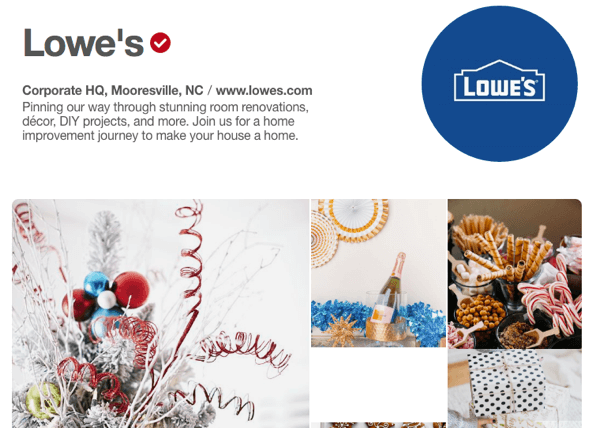Το Lowe's έχει μια υποδειγματική βιτρίνα Pinterest που διαθέτει τόσο διαφημιστικό όσο και χρήσιμο υλικό.