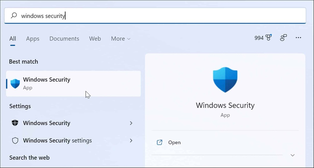Έναρξη της εφαρμογής Ασφάλεια των Windows