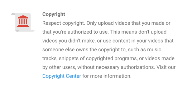 Η πολιτική πνευματικών δικαιωμάτων του YouTube αναφέρεται με σαφήνεια.