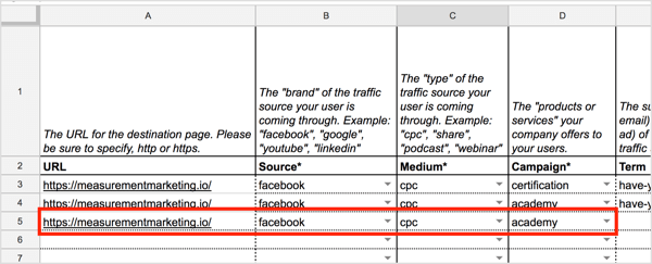Συμπληρώστε τη διεύθυνση URL, την πηγή, το μέσο και την καμπάνια στο Εργαλείο δημιουργίας UTM.