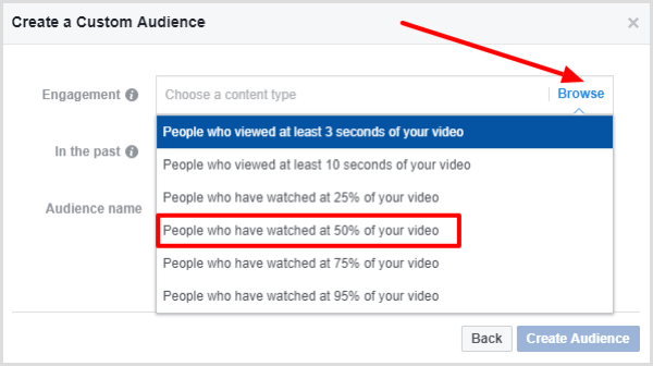 Επιλέξτε Άτομα που έχουν παρακολουθήσει τουλάχιστον το 50% του βίντεό σας.