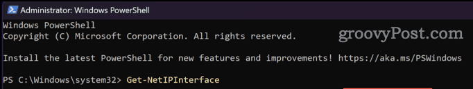 Εκτελέστε το Get-NetIPInterface