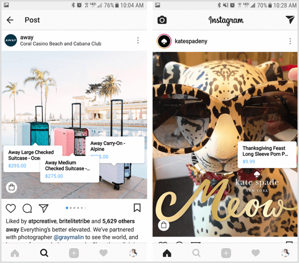 αναδυόμενο παράθυρο αναρτήσεων προϊόντων instagram shoppable