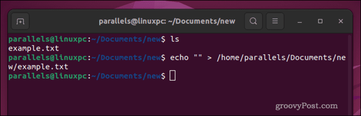 Αδειάστε ένα αρχείο Linux χρησιμοποιώντας echo