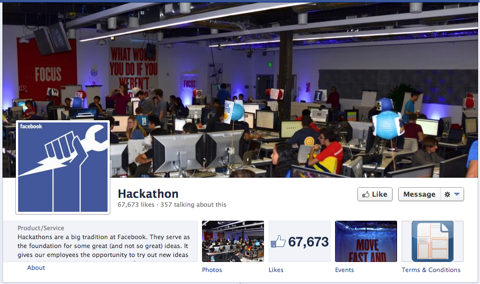 σελίδα hackathon στο facebook