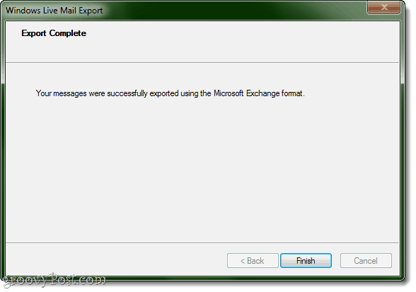 Εξαγωγή στο Outlook από το Windows Live Mail ολοκληρώθηκε!