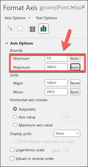 όρια άξονα excel