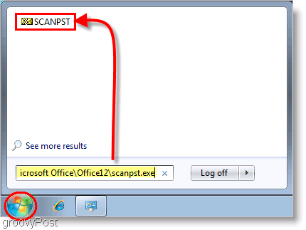 Στιγμιότυπο οθόνης - Εκκίνηση του εργαλείου επιδιόρθωσης του SCANPST του Outlook 2007