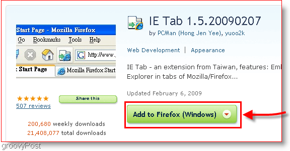 Κάντε λήψη της καρτέλας IE για τον Firefox