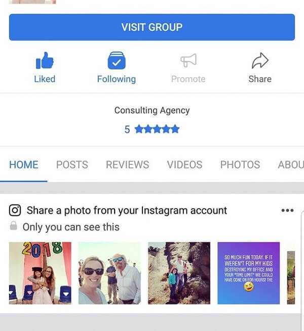 Η εφαρμογή για κινητά του Facebook προτείνει τώρα φωτογραφίες Instagram για κοινή χρήση σε μια σελίδα.