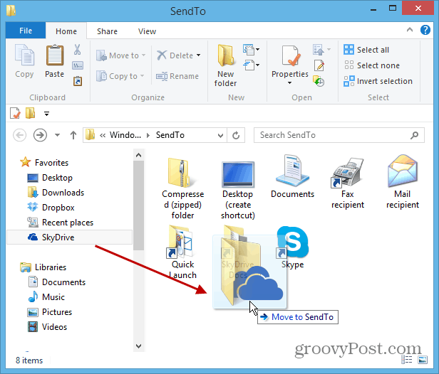 Προσθέστε το SkyDrive στο Windows Right-Click Send To Menu