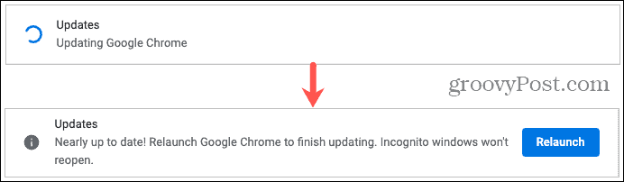 Ενημέρωση και επανεκκίνηση του Google Chrome