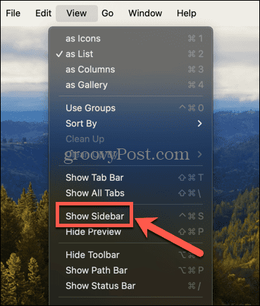 mac show sidebar