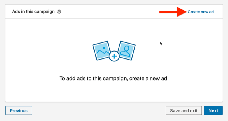 παράδειγμα συνδεδεμένο σε επίπεδο διαφήμισης διαφημιστικής καμπάνιας με επισημασμένη την επιλογή δημιουργίας νέας διαφήμισης