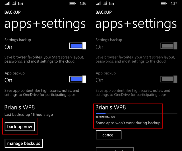 Windows Phone 8.1 Συμβουλή: Μη αυτόματη δημιουργία αντιγράφων ασφαλείας των δεδομένων του τηλεφώνου σας