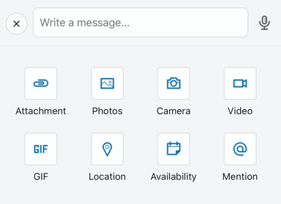 Επιλογές ανάρτησης εφαρμογής για κινητά LinkedIn, όπως συνημμένο και GIF