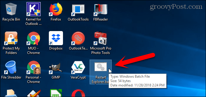 Εκτελέστε ένα αρχείο δέσμης στην επιφάνεια εργασίας των Windows 10