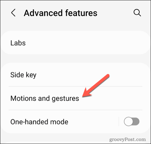 Μενού κινήσεων και χειρονομιών Android