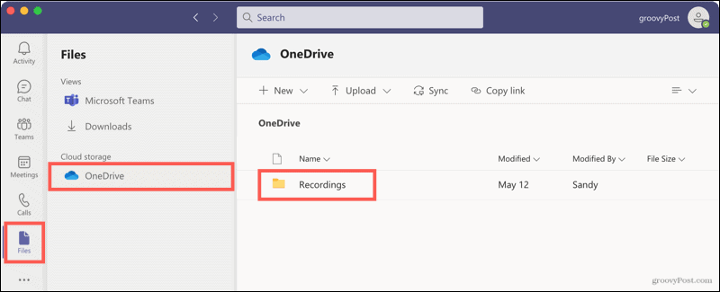 Αρχεία, OneDrive, Εγγραφές σε ομάδες