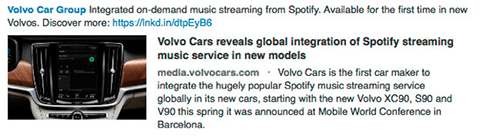 Ενημέρωση προϊόντος Volvo Linkedin με σύνδεσμο