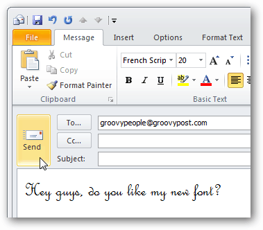 προσαρμοσμένες γραμματοσειρές στο Outlook 2010