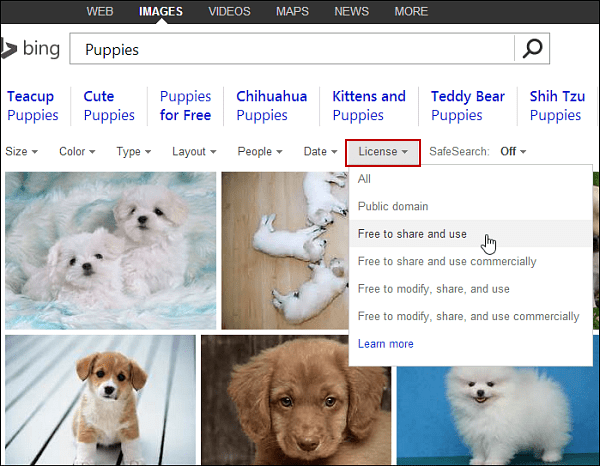 Χρησιμοποιήστε το Bing και το Google Image Search για δωρεάν εικόνες για Blog Posts