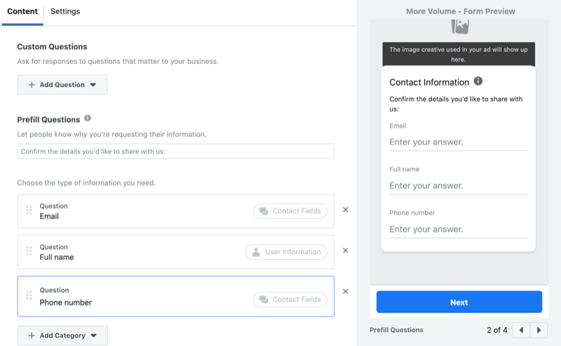 προσθέστε προσαρμοσμένες ερωτήσεις στη φόρμα δημιουργίας δυνητικών πελατών στο Facebook