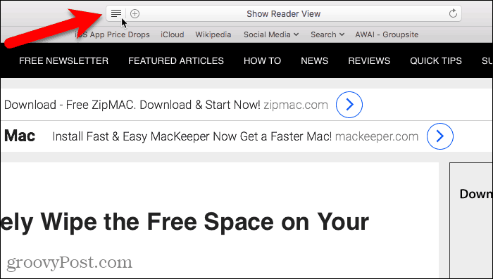 Εμφάνιση προβολής ανάγνωσης στο Safari για Mac