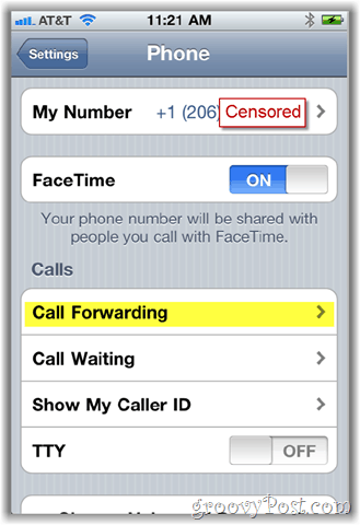 iphone επιλογή κλήσης προώθησης επιλογών