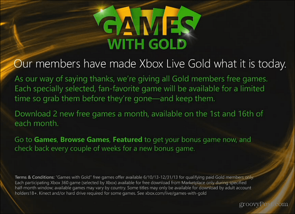 Xbox Live Games με επισκόπηση χρυσού