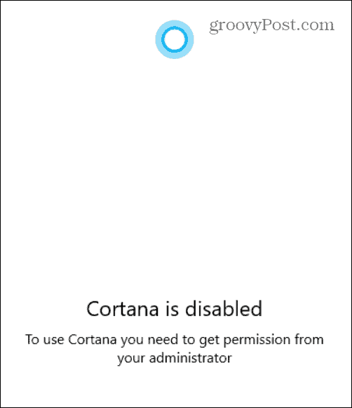 Η Cortana είναι απενεργοποιημένη