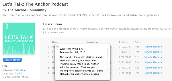 αγκύρωση podcast κοινότητας με κύματα στο iTunes