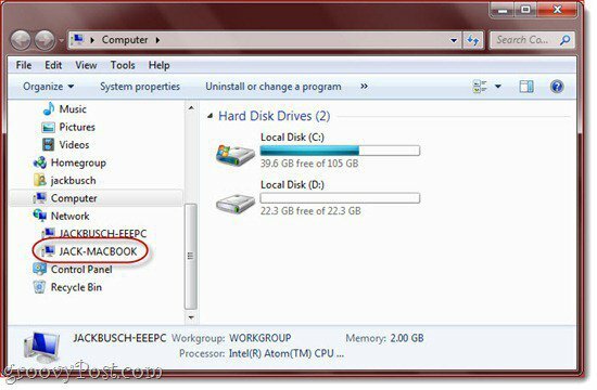 Κοινή χρήση αρχείων και φακέλων OS X - Windows 7