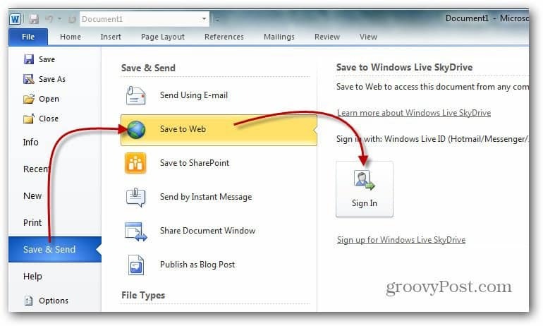 Πώς να χαρτογραφήσετε μια μονάδα δικτύου στο Windows Live Skydrive χρησιμοποιώντας το Office 2010