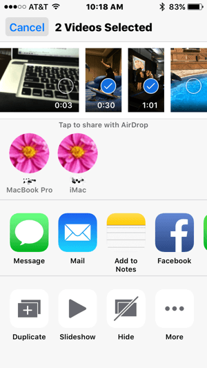 Το AirDrop διευκολύνει τη μεταφορά βίντεο από το iPhone στο Mac σας.