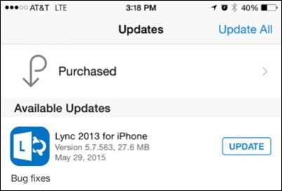 Lync για το iPhone Ενημέρωση