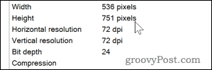 Λεπτομέρειες DPI για μια εικόνα στα Windows