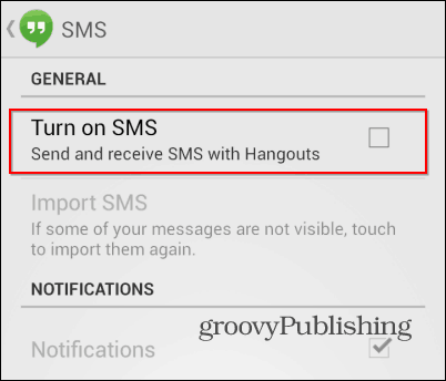 Τα SMS του Hangouts είναι απενεργοποιημένα