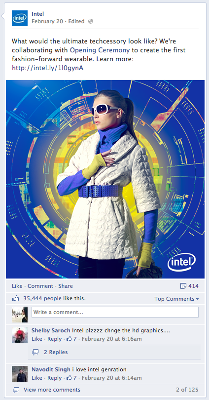 intel post στο Facebook