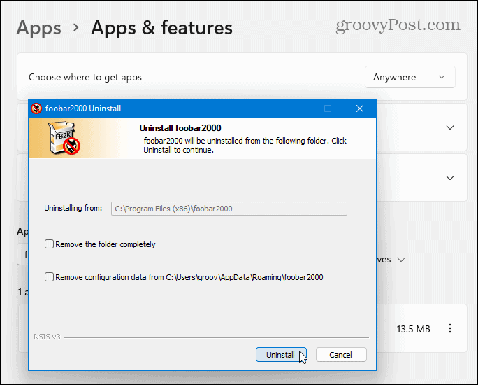 Απεγκαταστήστε τις εφαρμογές Win32 Windows 11