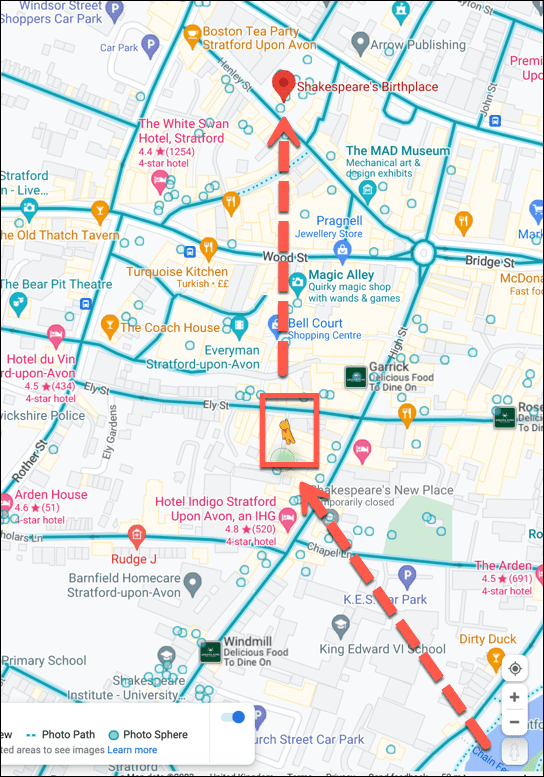 εικονίδιο οδικής προβολής χαρτών google