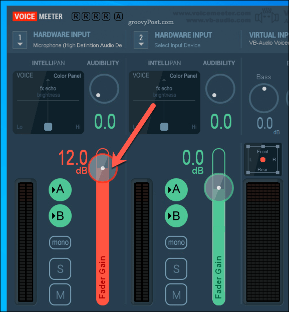 VoiceMeeter Αύξηση Fader Gain Slider