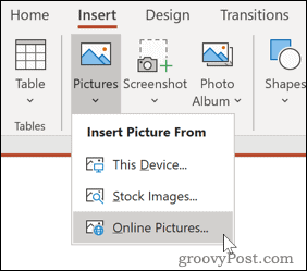 Εισαγωγή εικόνας από μια διαδικτυακή πηγή στο PowerPoint